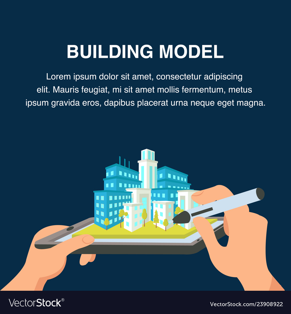 Building Model Website Banner 3d Cityscape Vector Image