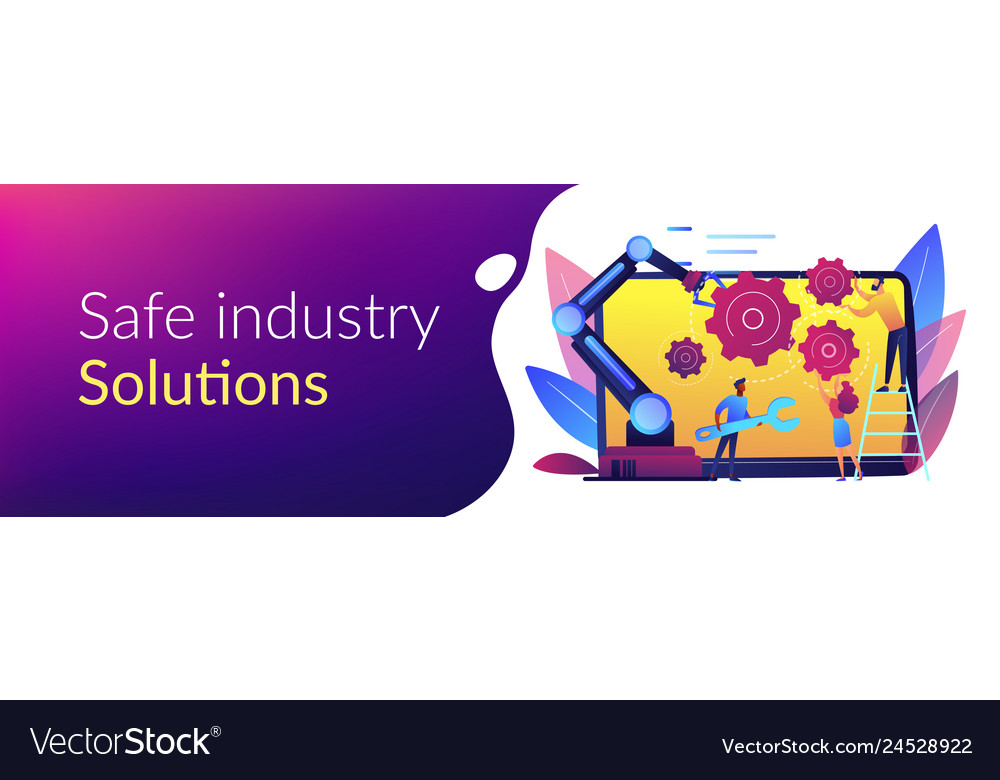 Collaborative robotics concept banner header vector image Collaborative robotics concept banner header