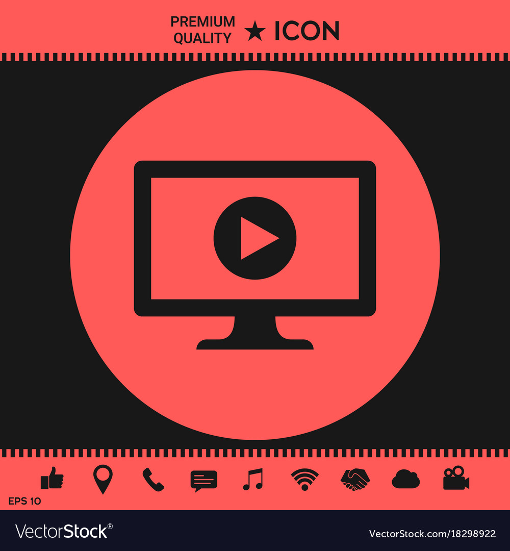 Computer with play button icon