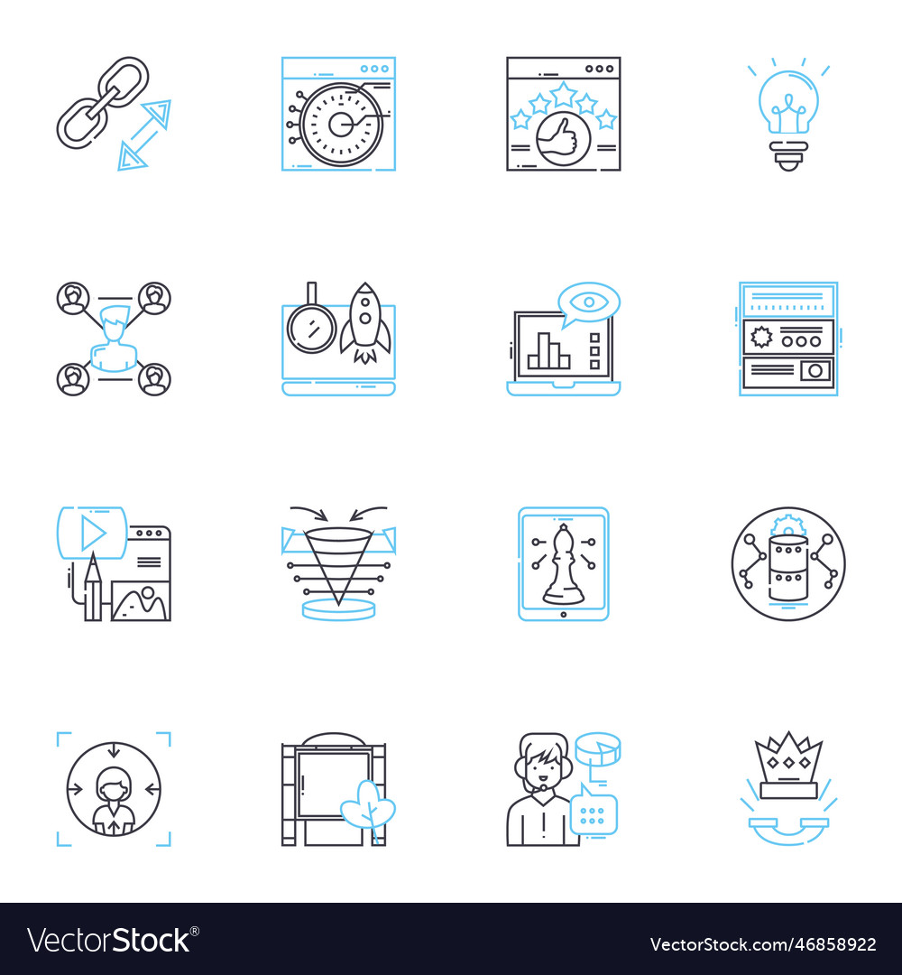 Content analytics linear icons set insights vector image Content analytics linear icons set insights