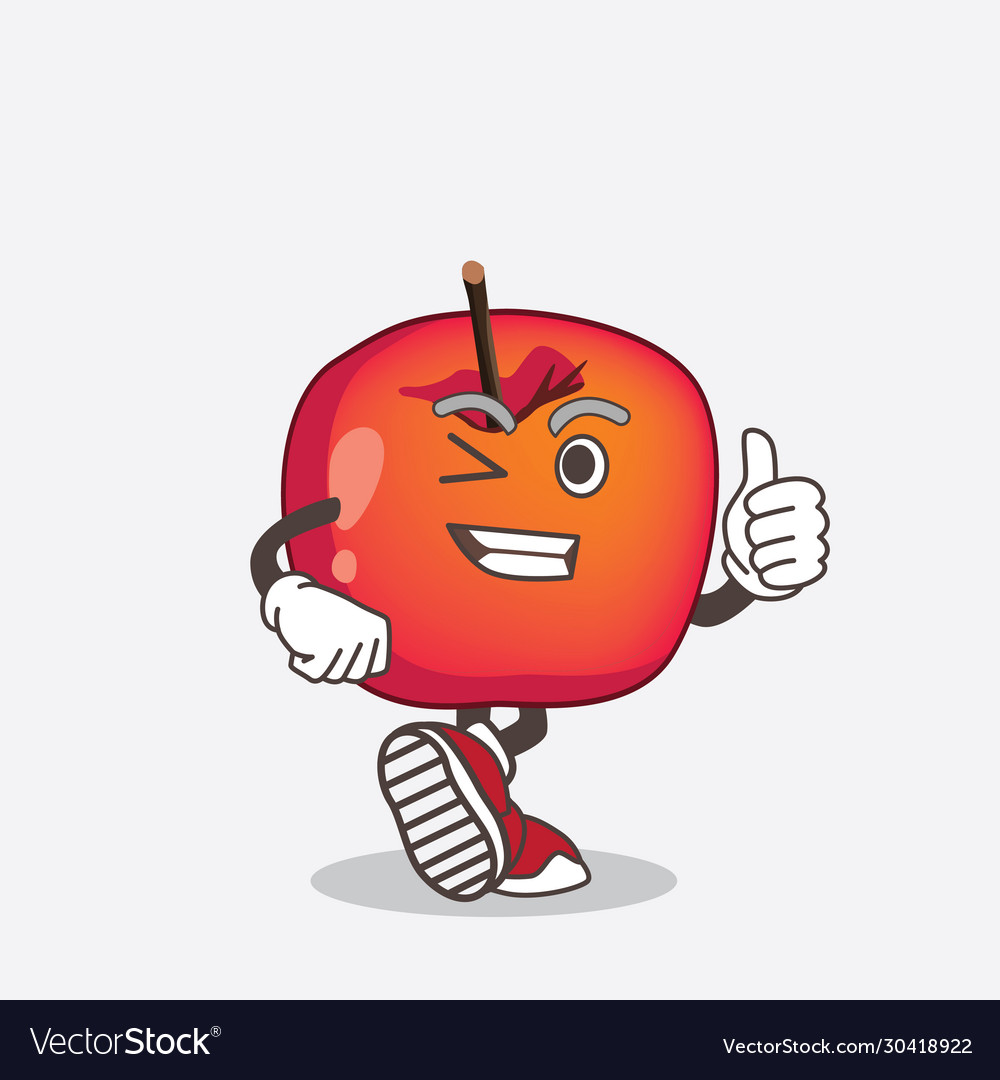 Crab apple cartoon mascot character making thumbs Vector Image