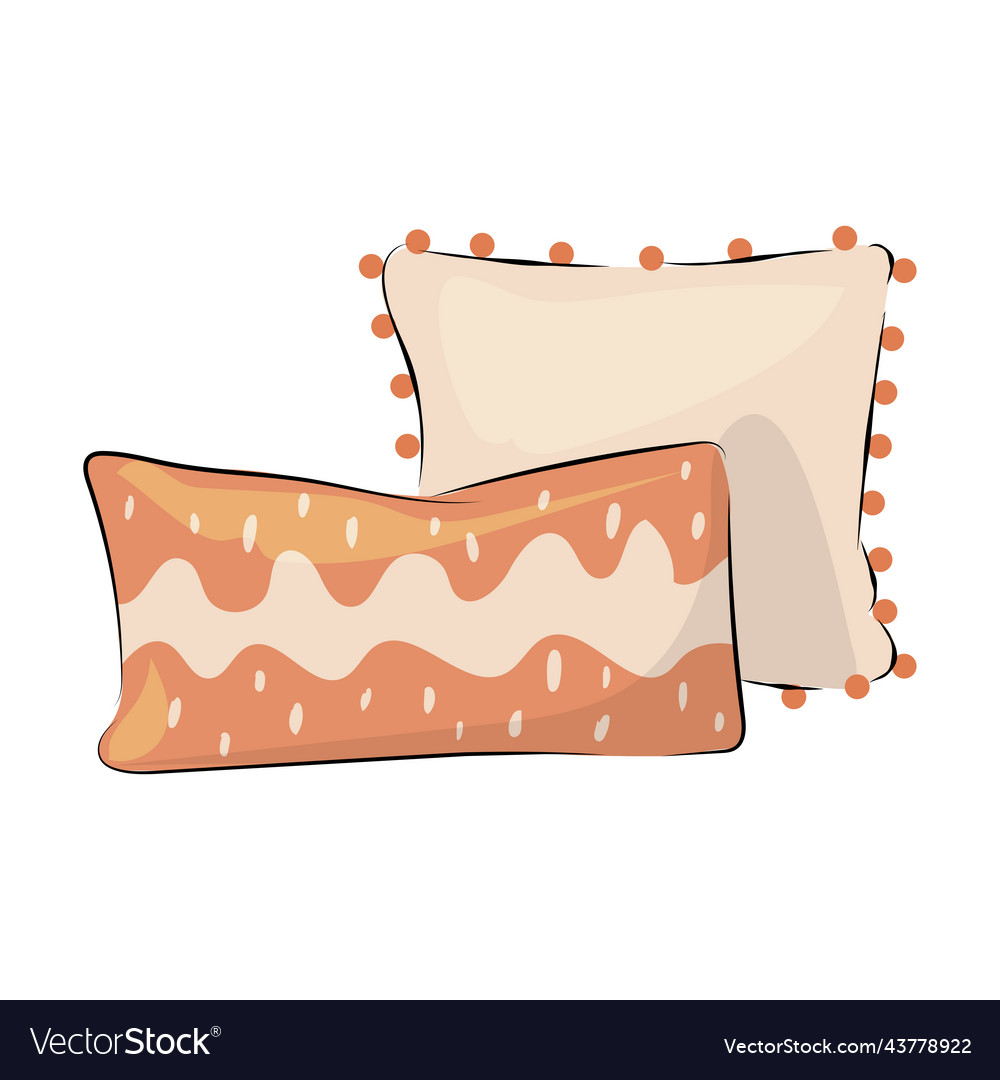 Cushion doodle bedroom soft pillows composition Vector Image