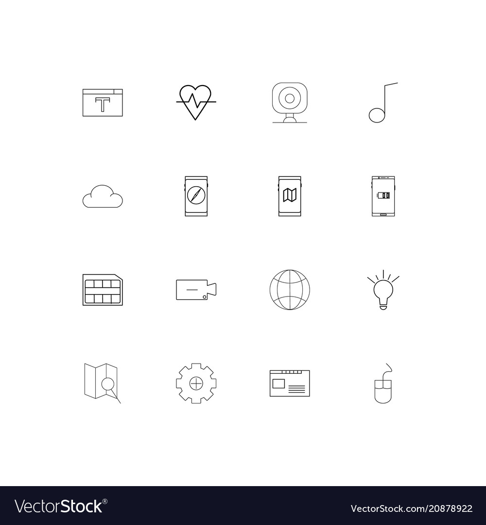 Devices linear thin icons set outlined simple