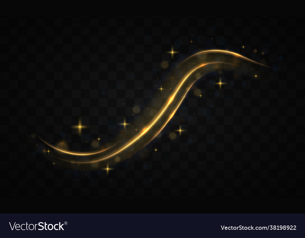 Dynamic waves golden line with light effect