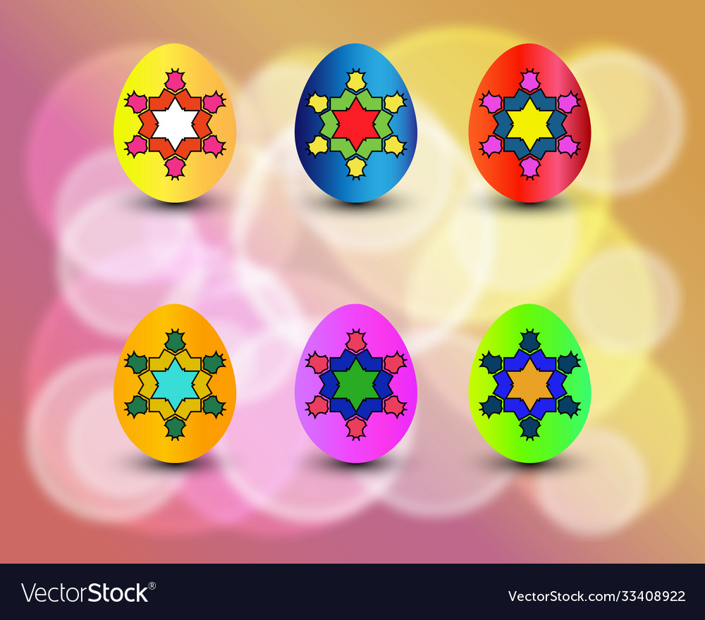 Easter eggs set with colors and patterns colorful Vector Image Easter eggs set with colors and patterns colorful