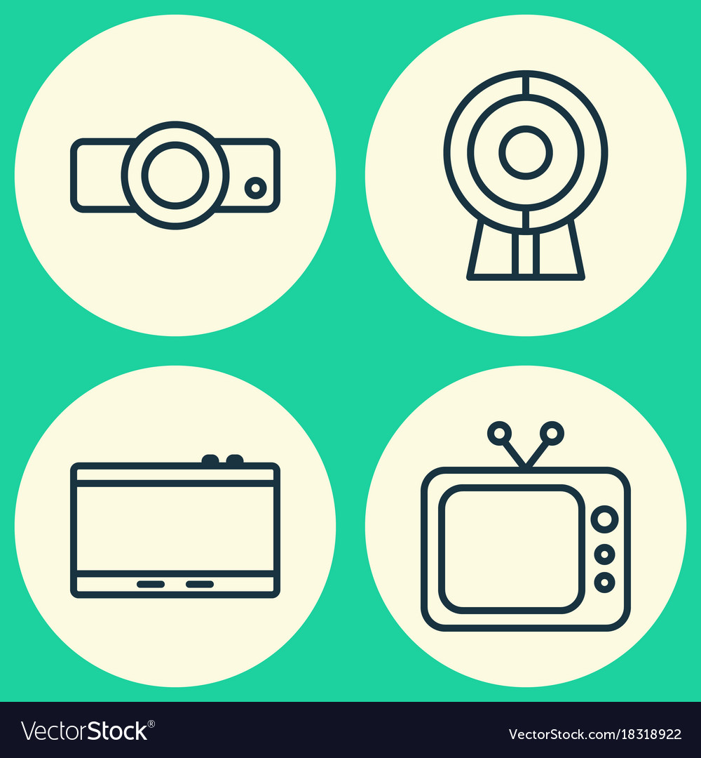 Gadget icons set collection of broadcast