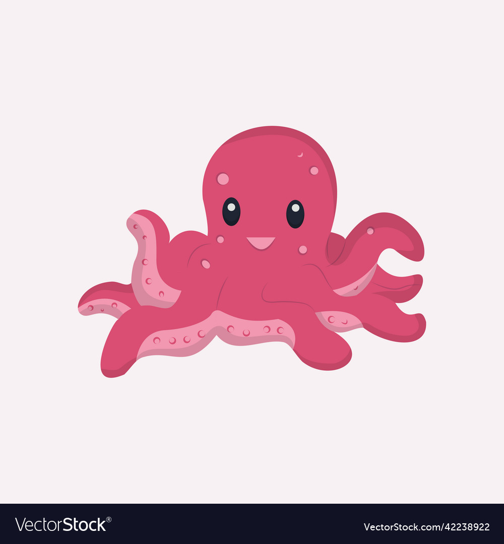 Hand drawn flat cute octopus Royalty Free Vector Image