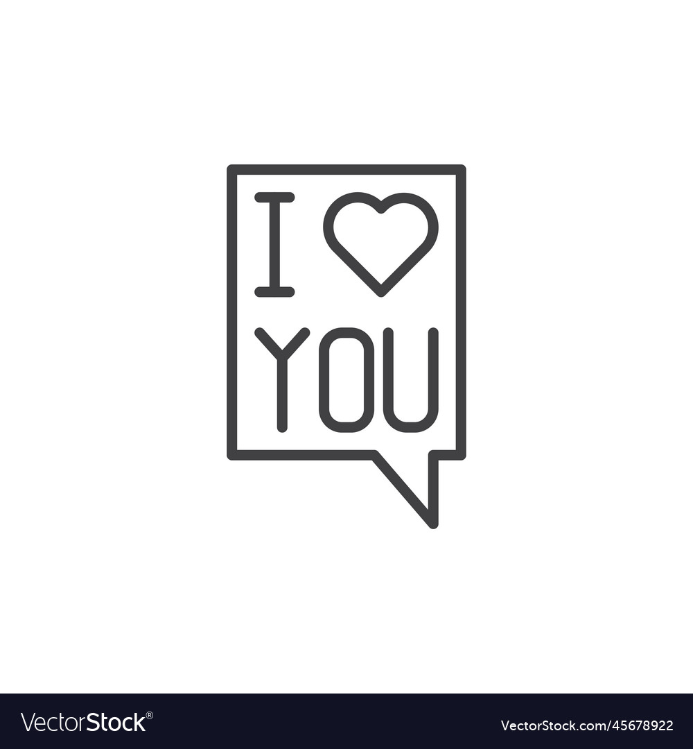 I love you message line icon linear style sign