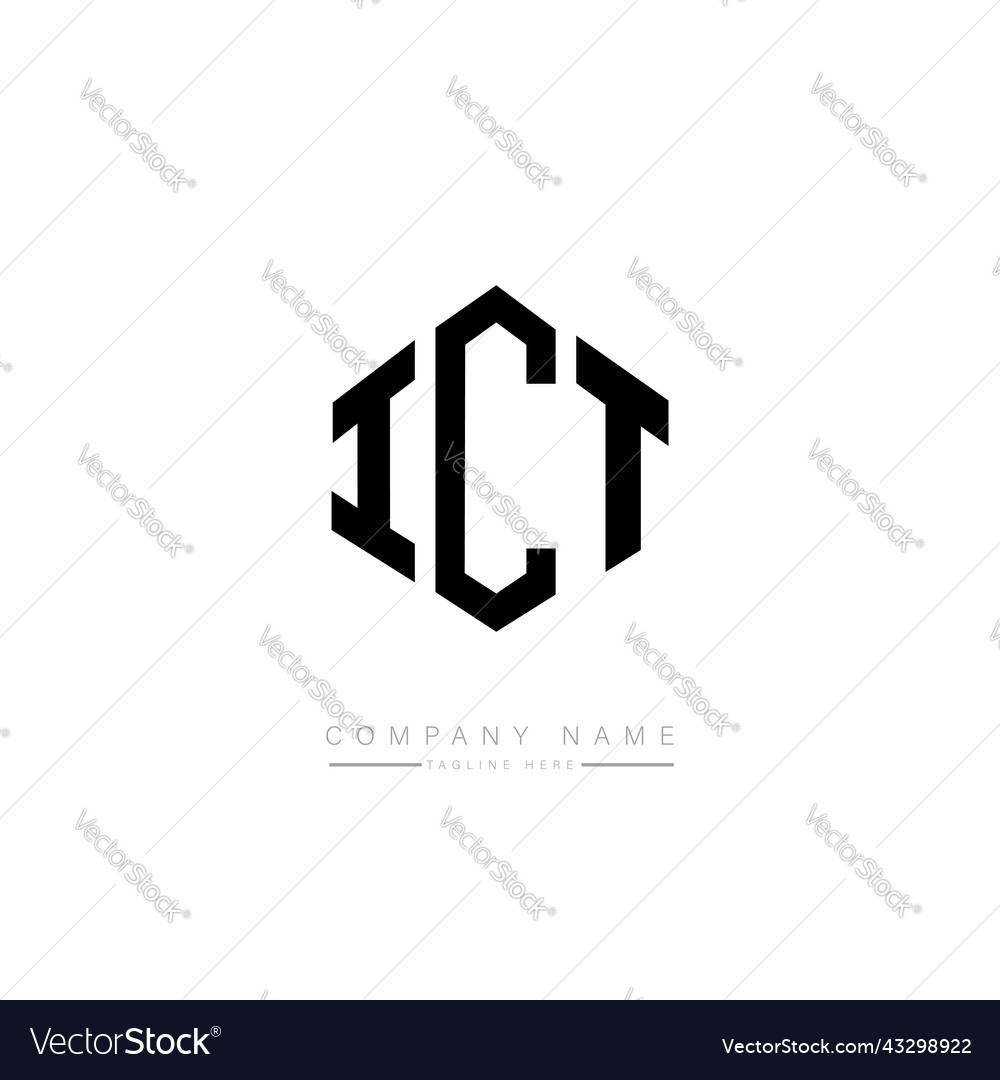 Ict letter logo design with polygon shape Vector Image