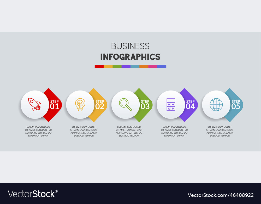 Infographics design template and icons with 5 Vector Image