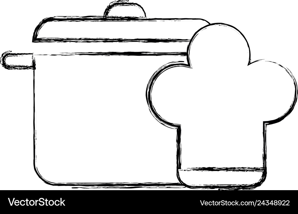 Kitchen pot with hat chef Royalty Free Vector Image