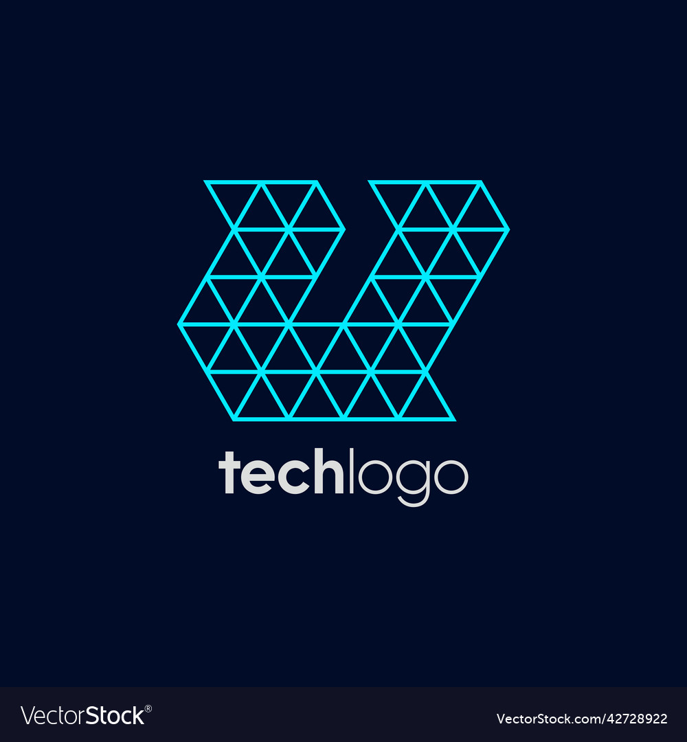 Letter u triangle polygon tech logo Royalty Free Vector