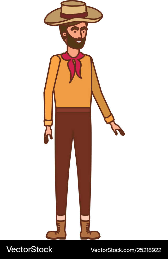 Man farmer with straw hat Royalty Free Vector Image