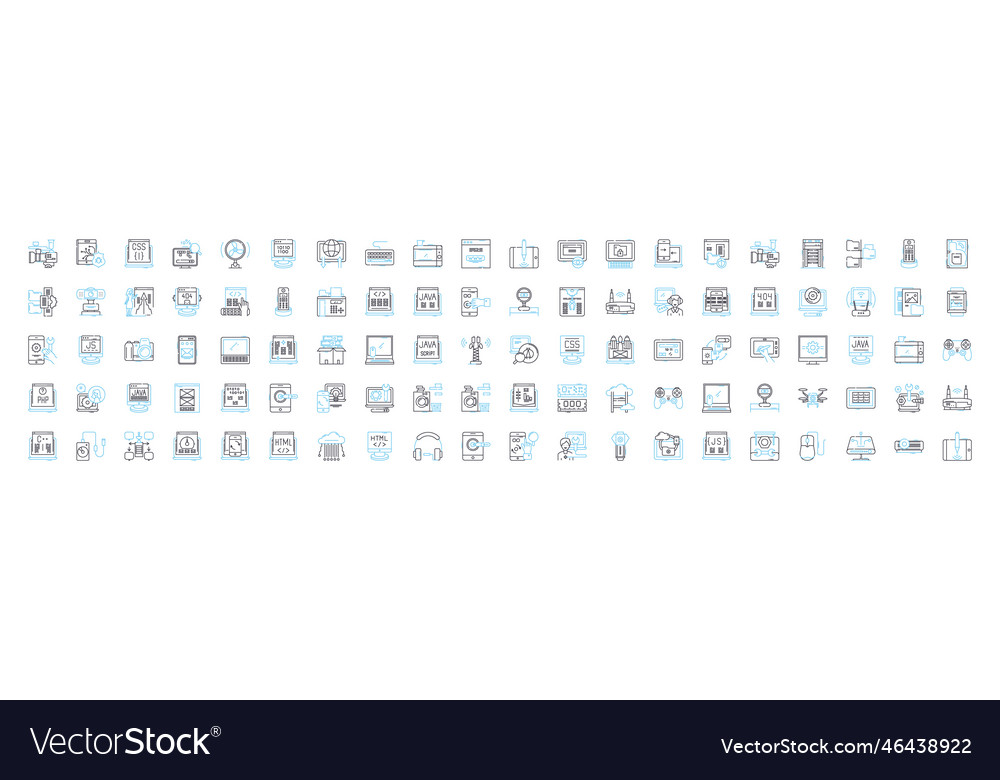 Neural networks line icons set neurons vector image Neural networks line icons set neurons