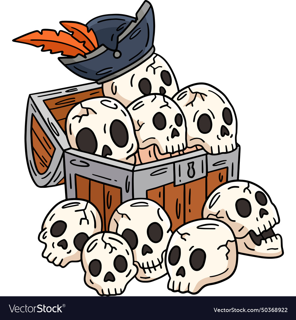 Pirate chest with skulls cartoon colored clipart Vector Image