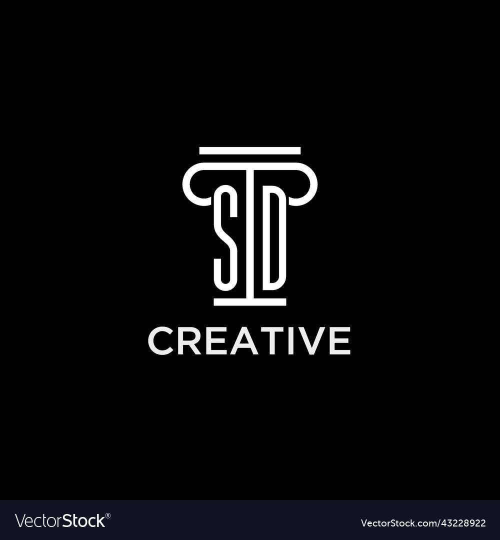 Sd monogram initial logo with pillar shape icon