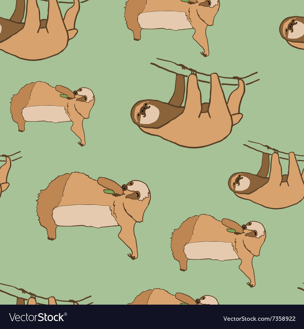 Seamless pattern with cute sloths