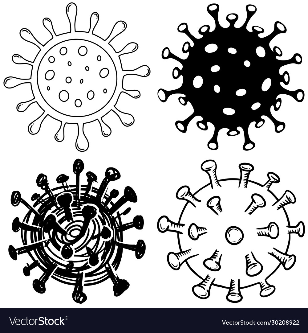 Set Hand Drawn Coronavirus 2019 Ncov Royalty Free Vector