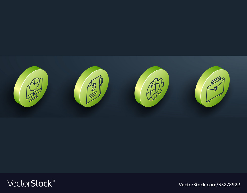 Set isometric computer monitor with graph chart vector image Set isometric computer monitor with graph chart