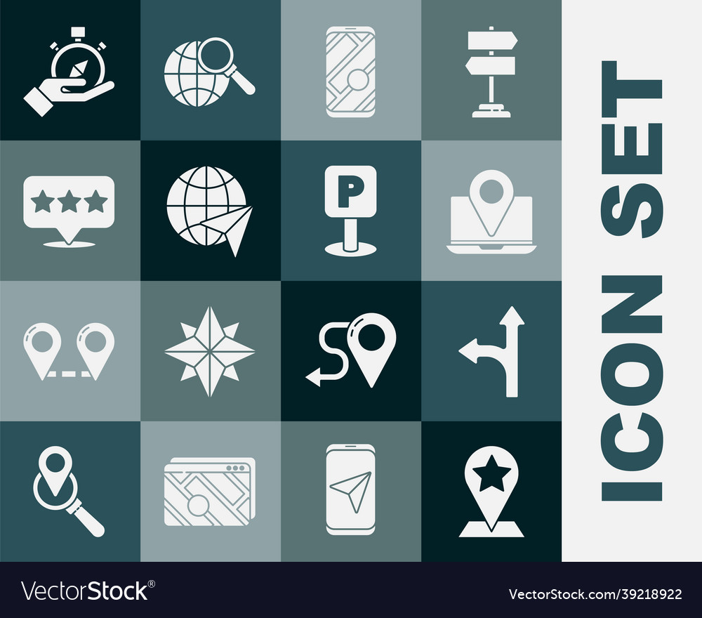 Set map pointer with star road traffic sign Vector Image Set map pointer with star road traffic sign