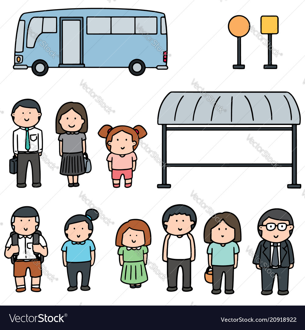 Set of bus stop vector image Set of bus stop