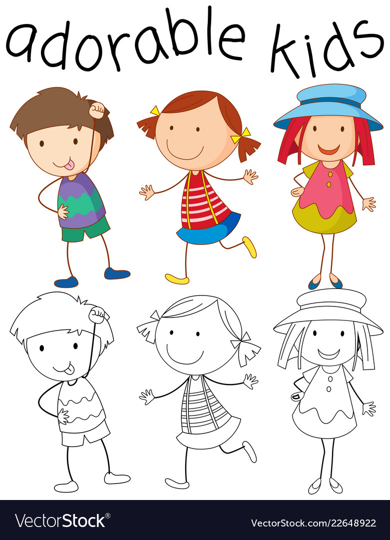 Set of doodle adorable kids Royalty Free Vector Image