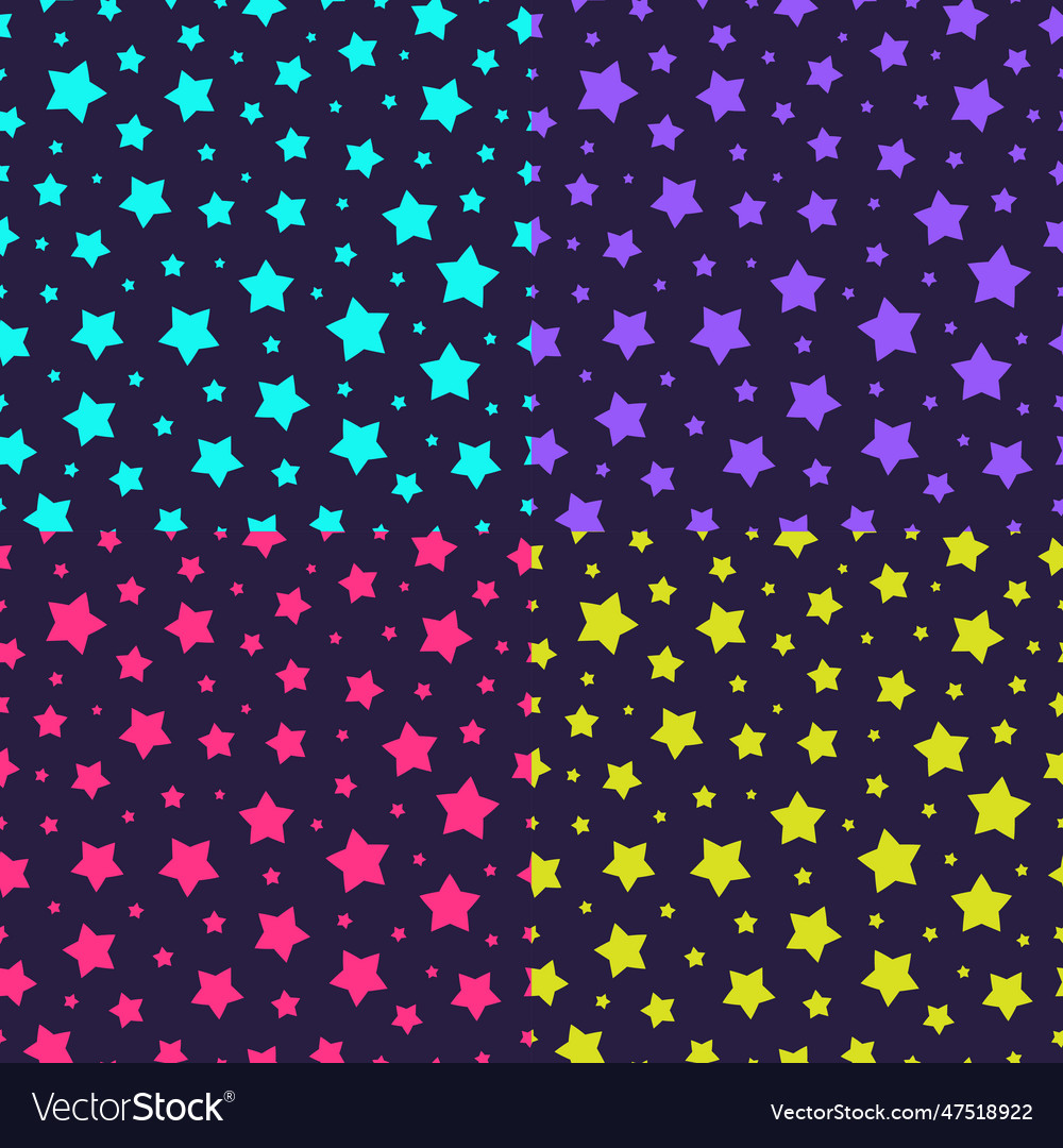 Star seamless pattern set different color Vector Image Star seamless pattern set different color