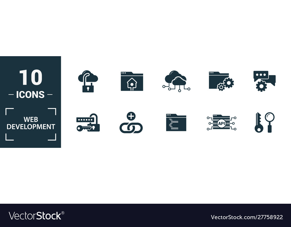 Web development icon set include creative vector image Web development icon set include creative