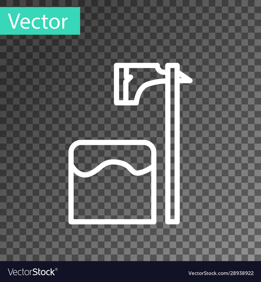White line executioner axe in tree block icon vector image White line executioner axe in tree block icon