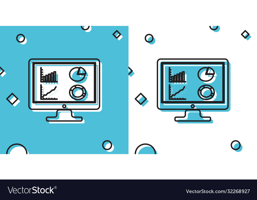 Black computer monitor with graph chart icon Vector Image