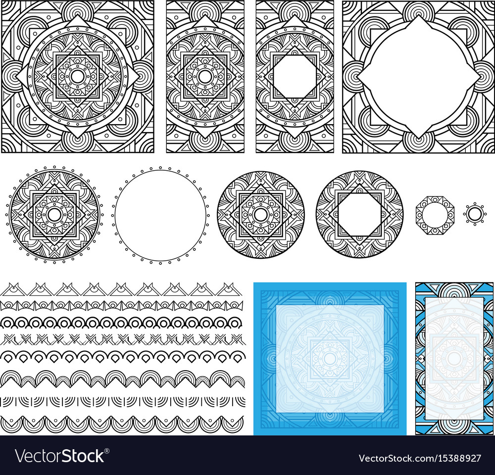 Decorative square pattern set frames brushes