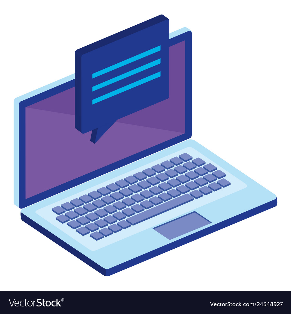 Laptop computer with speech bubble