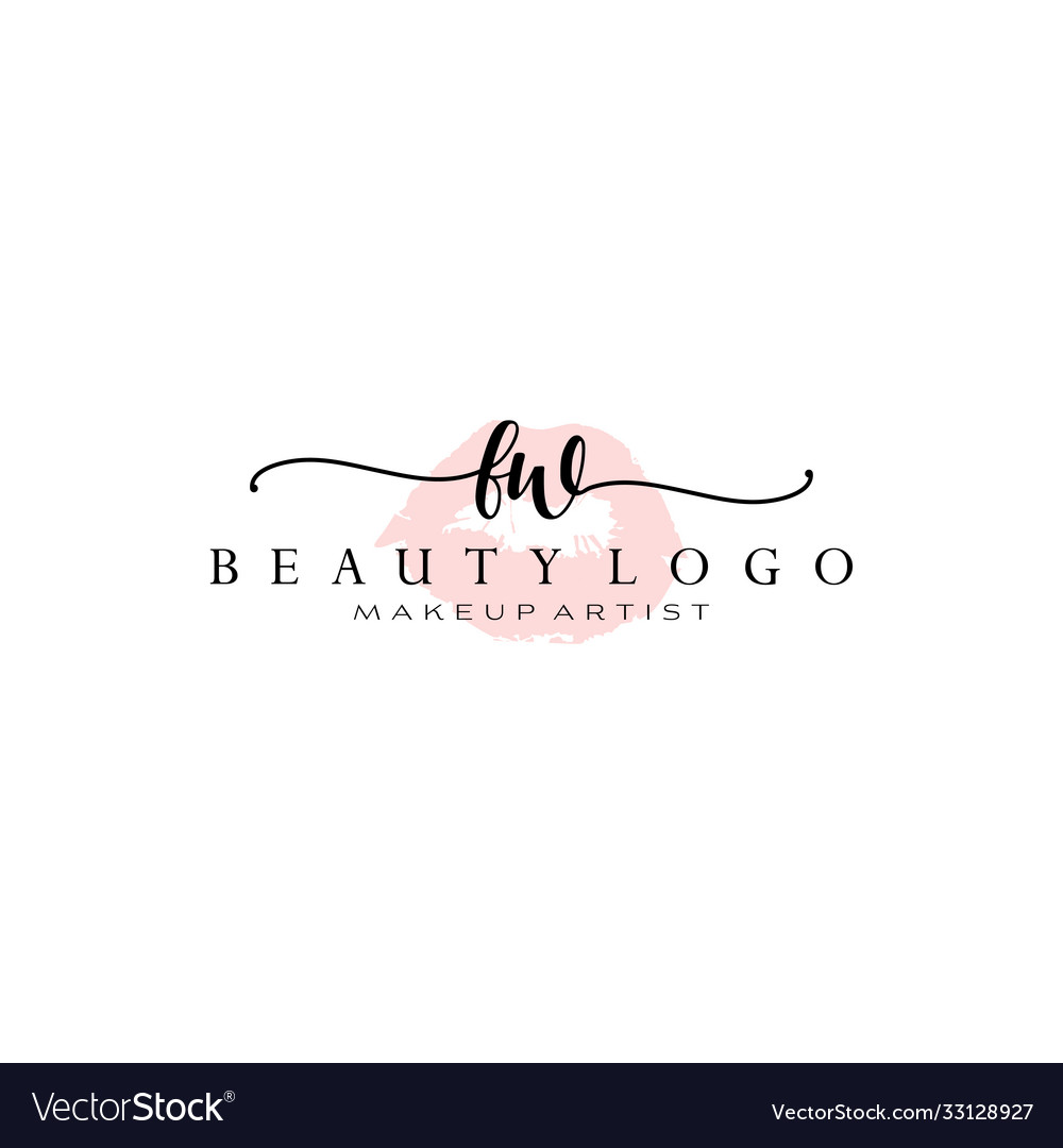 Letter fw watercolor lips premade logo design