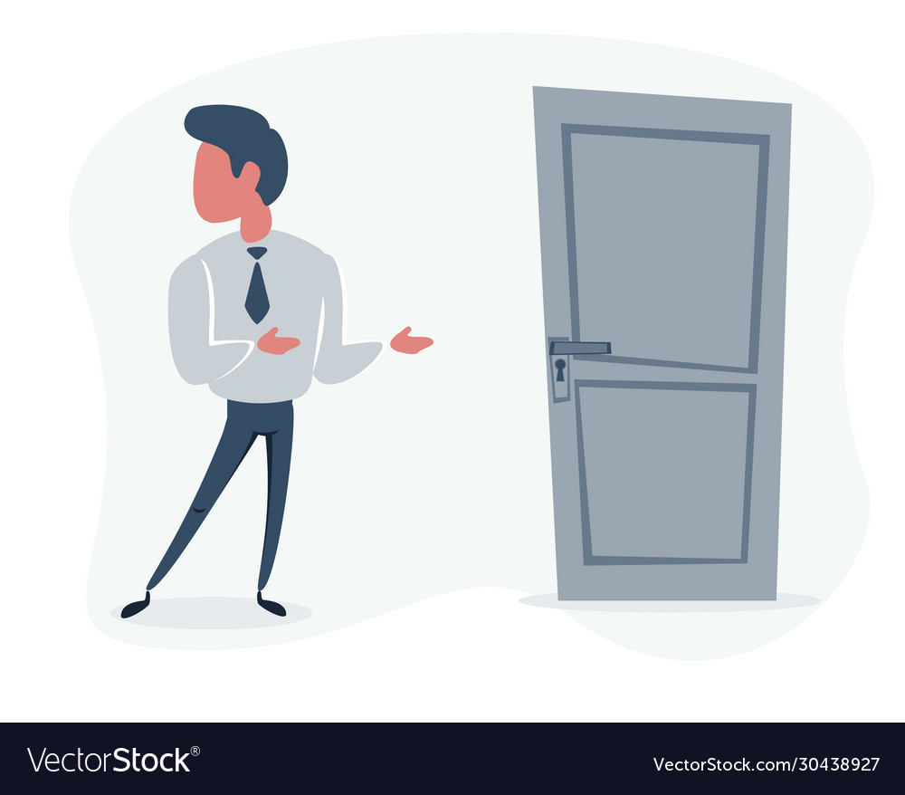 Man pointing with way out