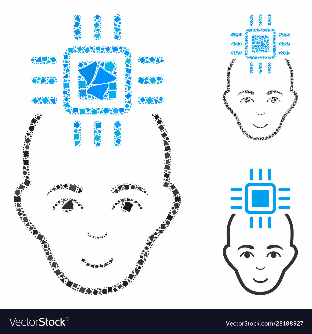 Neural computer interface composition icon vector image Neural computer interface composition icon