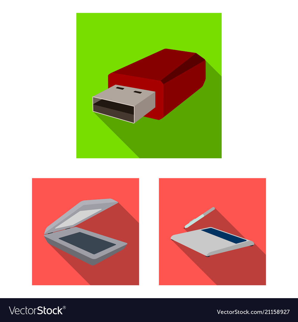 Personal computer flat icons in set collection