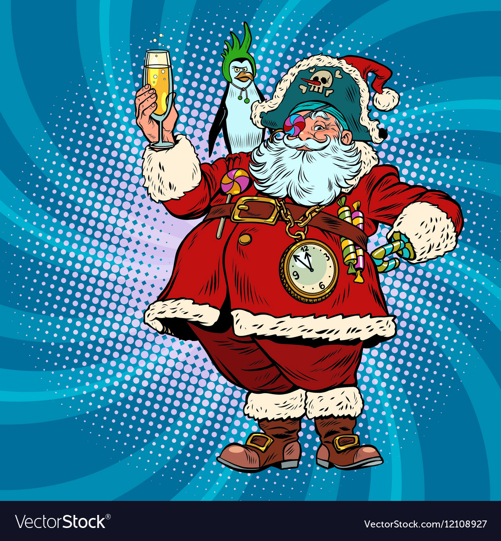 Der Weihnachtsmann Claus mit Pinguin