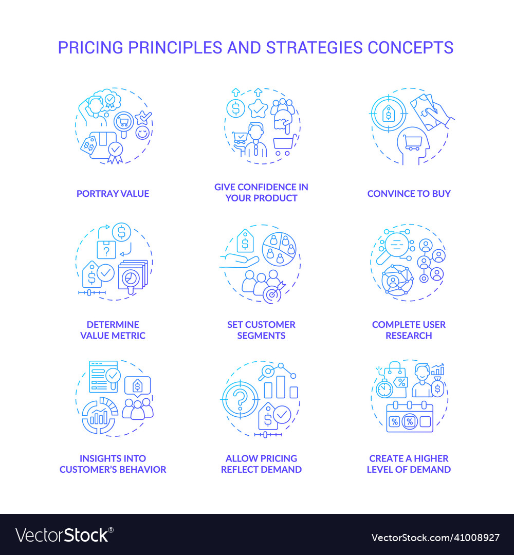 Pricing principles and strategies blue gradient Vector Image