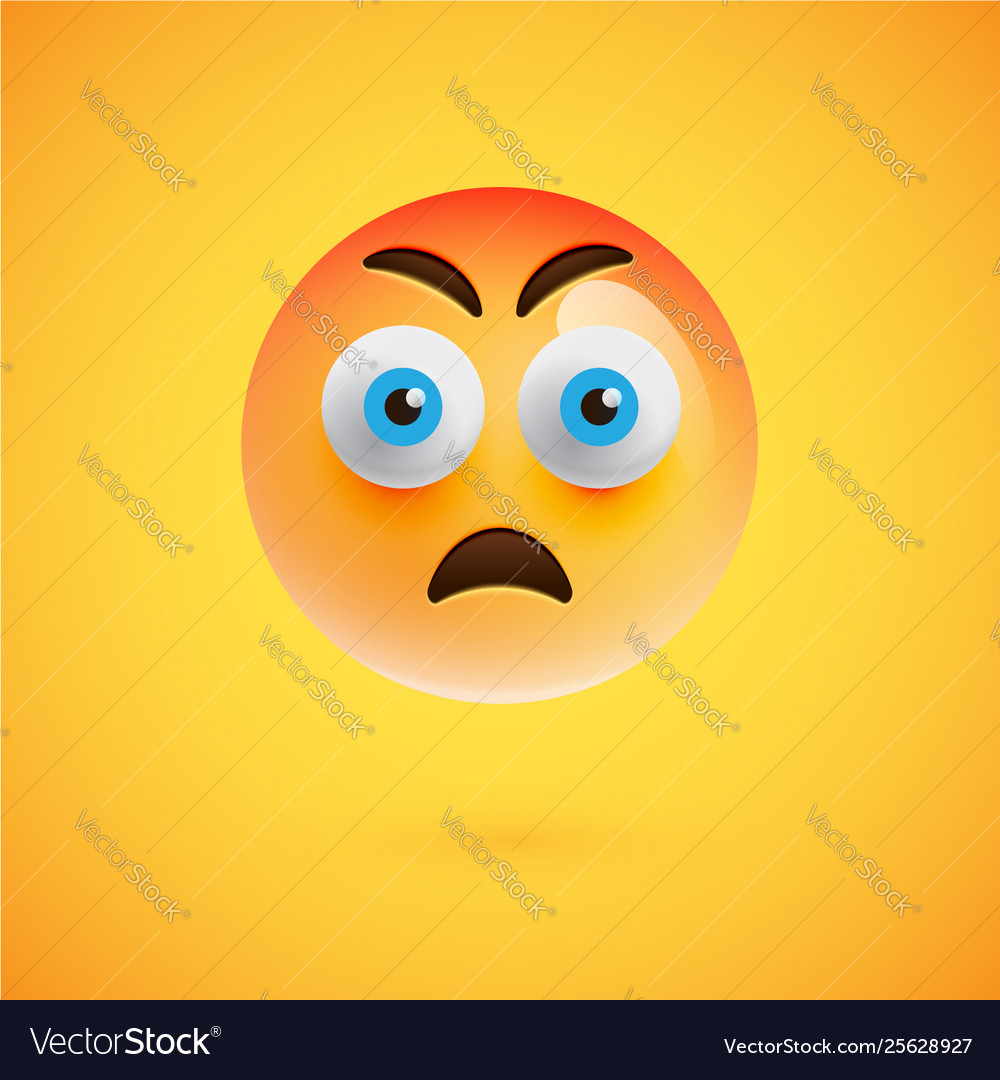 Realistic yellow emoticon in front