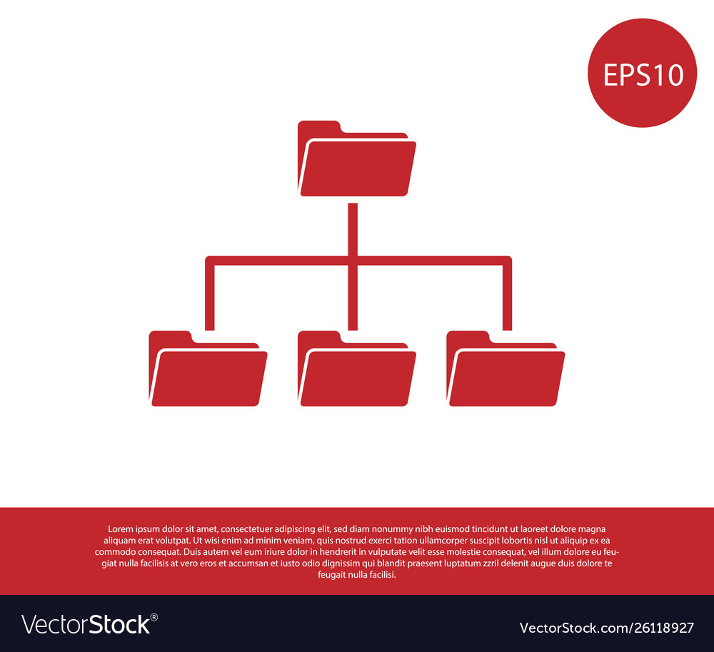 Red folder tree icon isolated on white background vector image Red folder tree icon isolated on white background