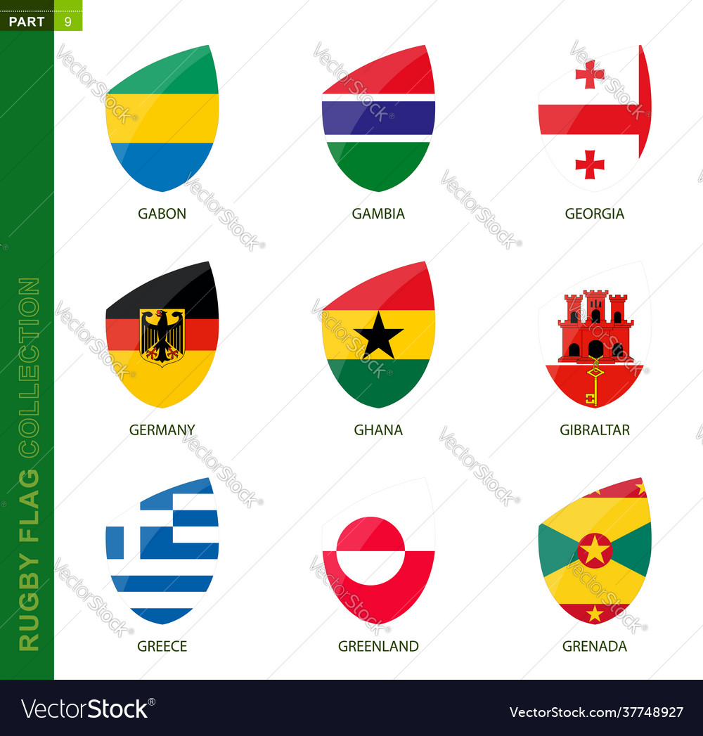 Rugby flag collection icon with 9