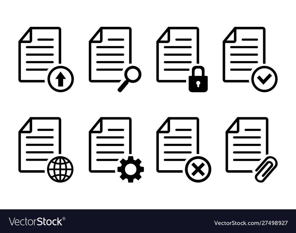 Set document icons file signs web buttons vector image Set document icons file signs web buttons