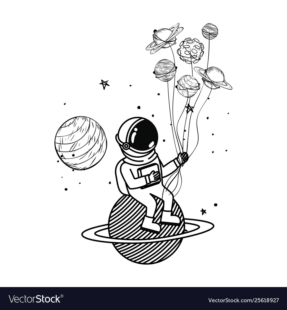 Silhouette astronaut with spacesuit