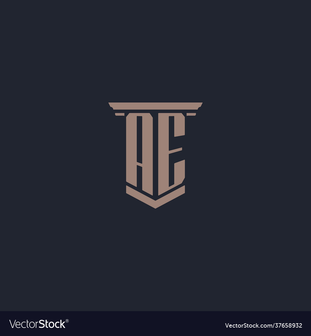 Ae initial monogram logo with pillar style design Vector Image Ae initial monogram logo with pillar style design