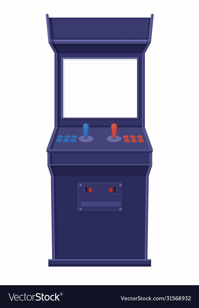 Arcade game machine template retro blue console