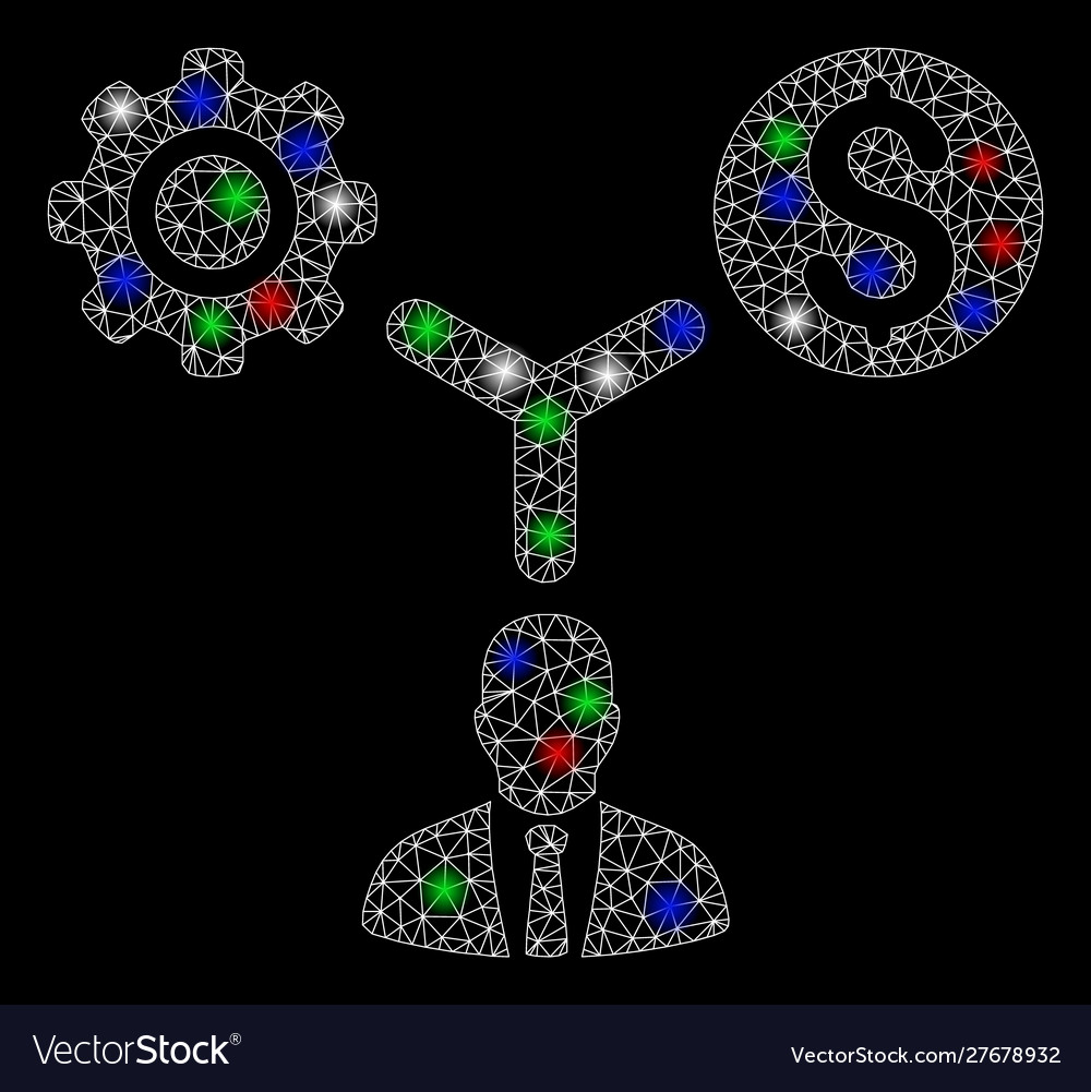 Bright mesh wire frame business scheme with flash vector image Bright mesh wire frame business scheme with flash