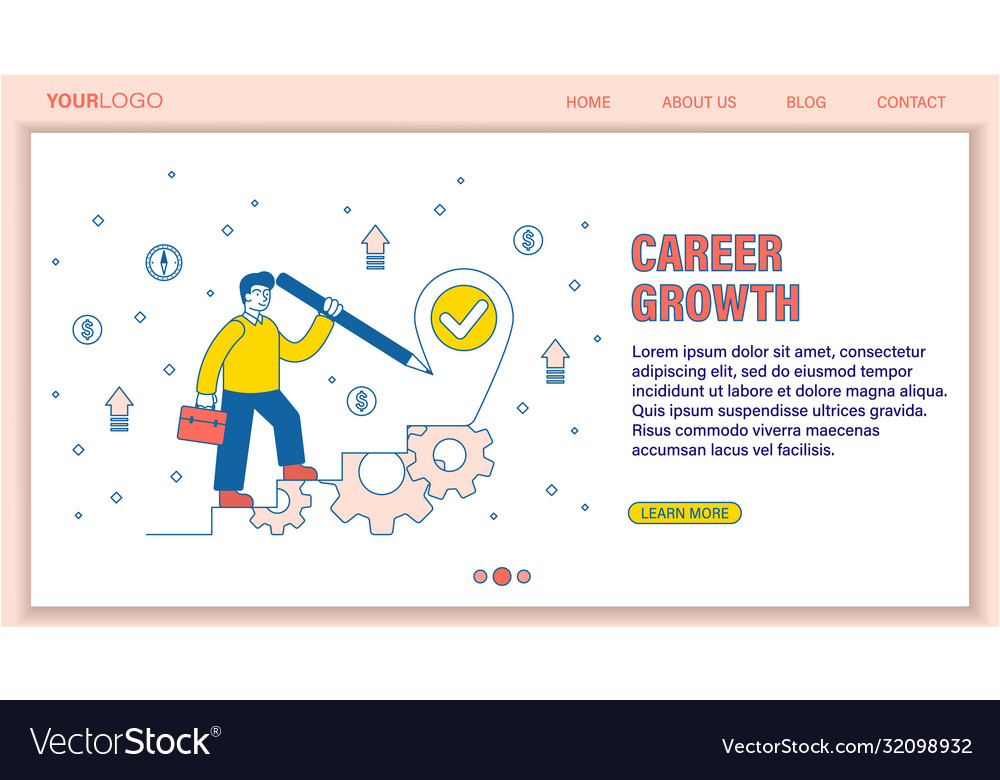 Career growth concept with man climbing stairs vector image Career growth concept with man climbing stairs