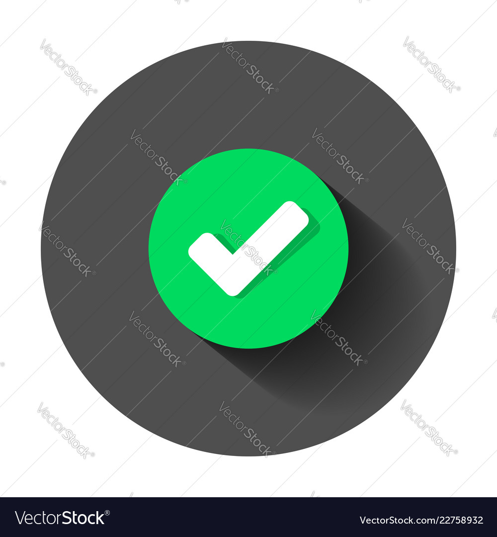 Check mark icon in flat style ok accept with long vector image Check mark icon in flat style ok accept with long