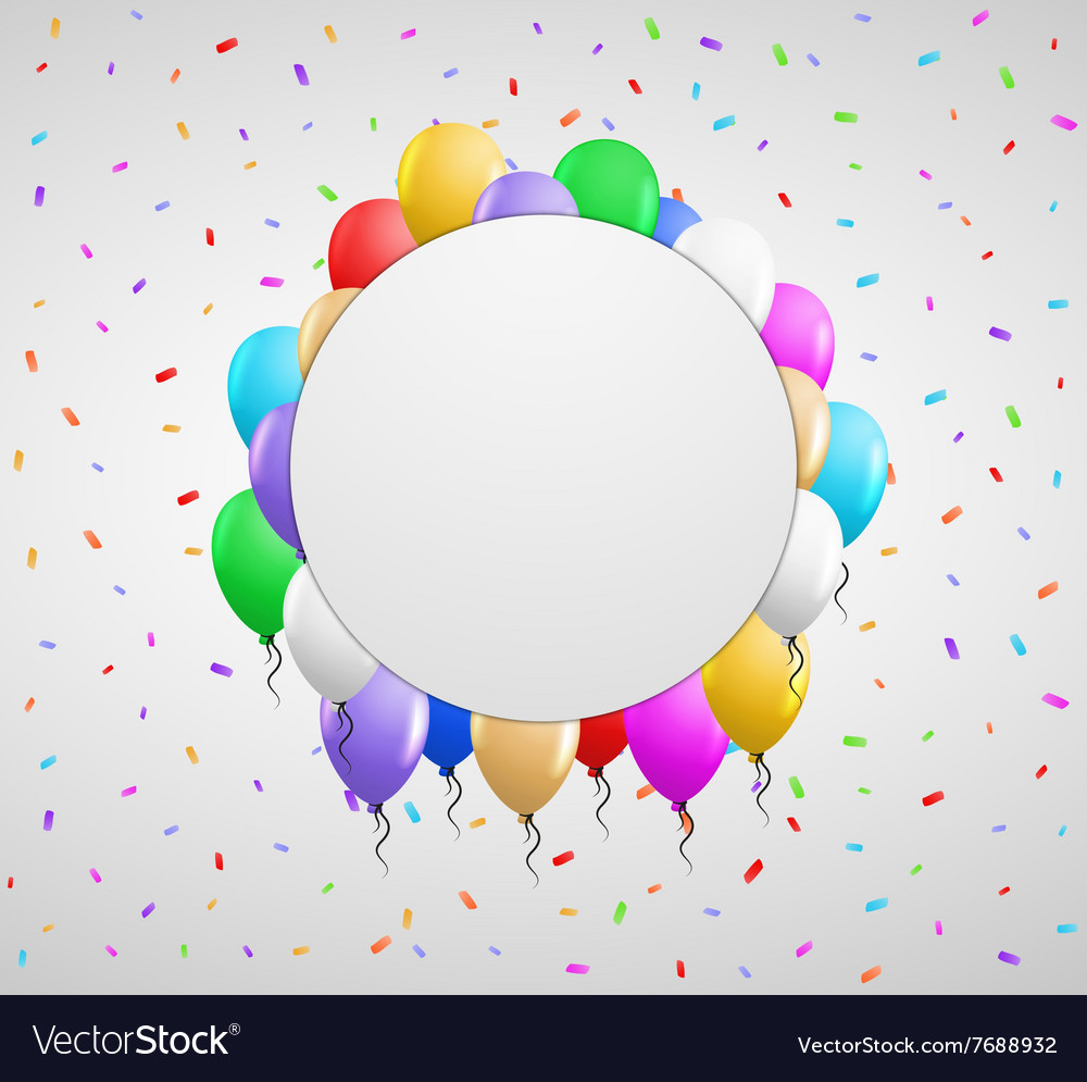 Color balloons and white badge Royalty Free Vector Image