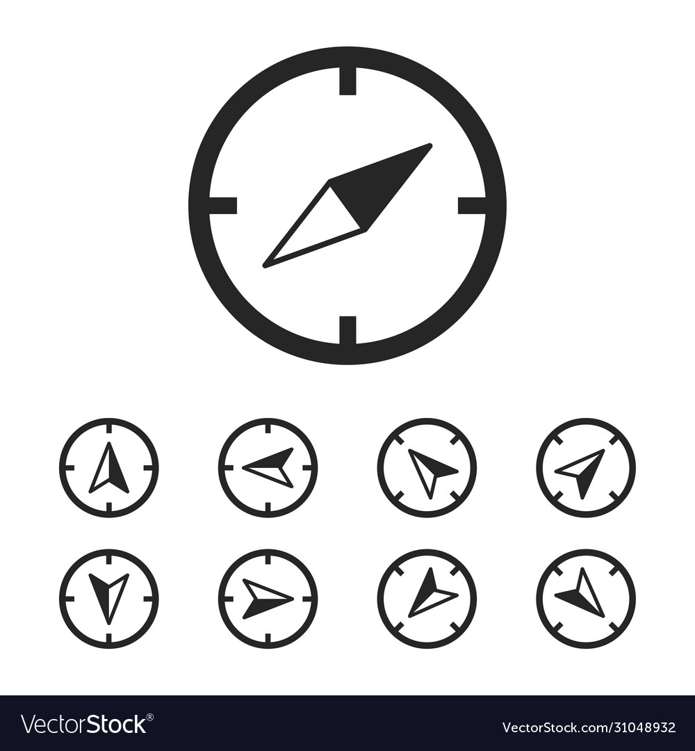 Compass icon with set isolated template vector image Compass icon with set isolated template